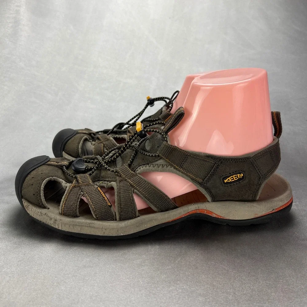 Keen Whisper Mens Brown Leather Waterproof Sport Hiking Sandals Size 12 Outdoor